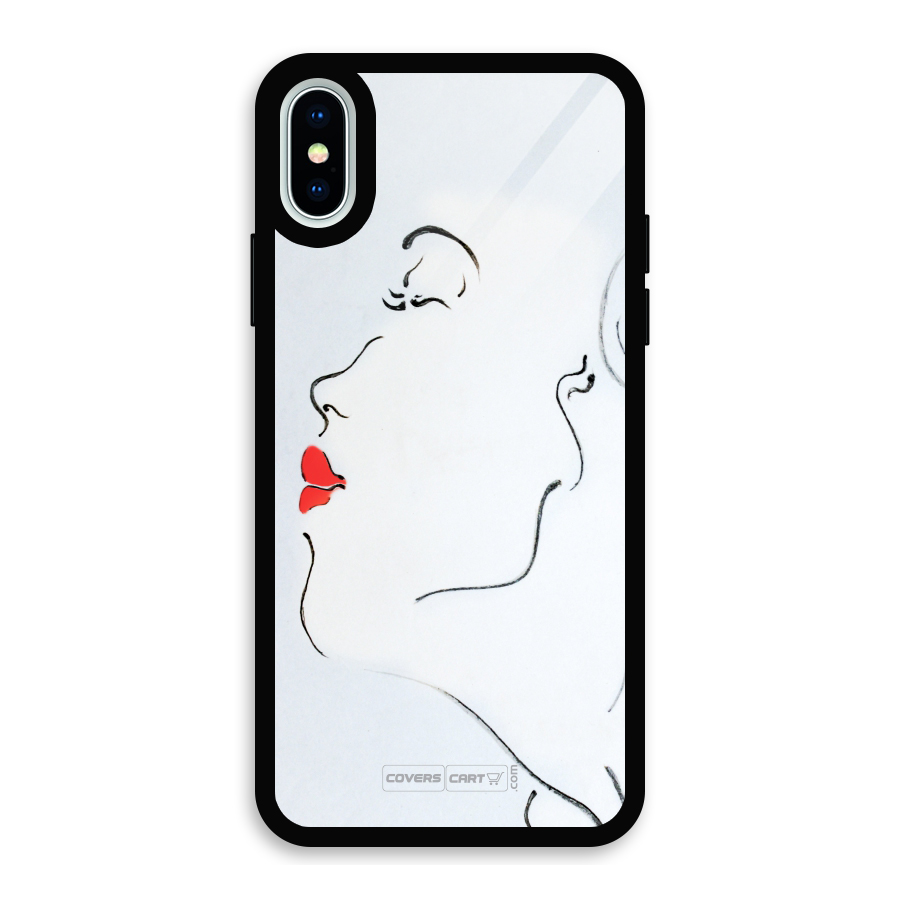 Girl in Red Lipstick Glass Back Case for iPhone XS