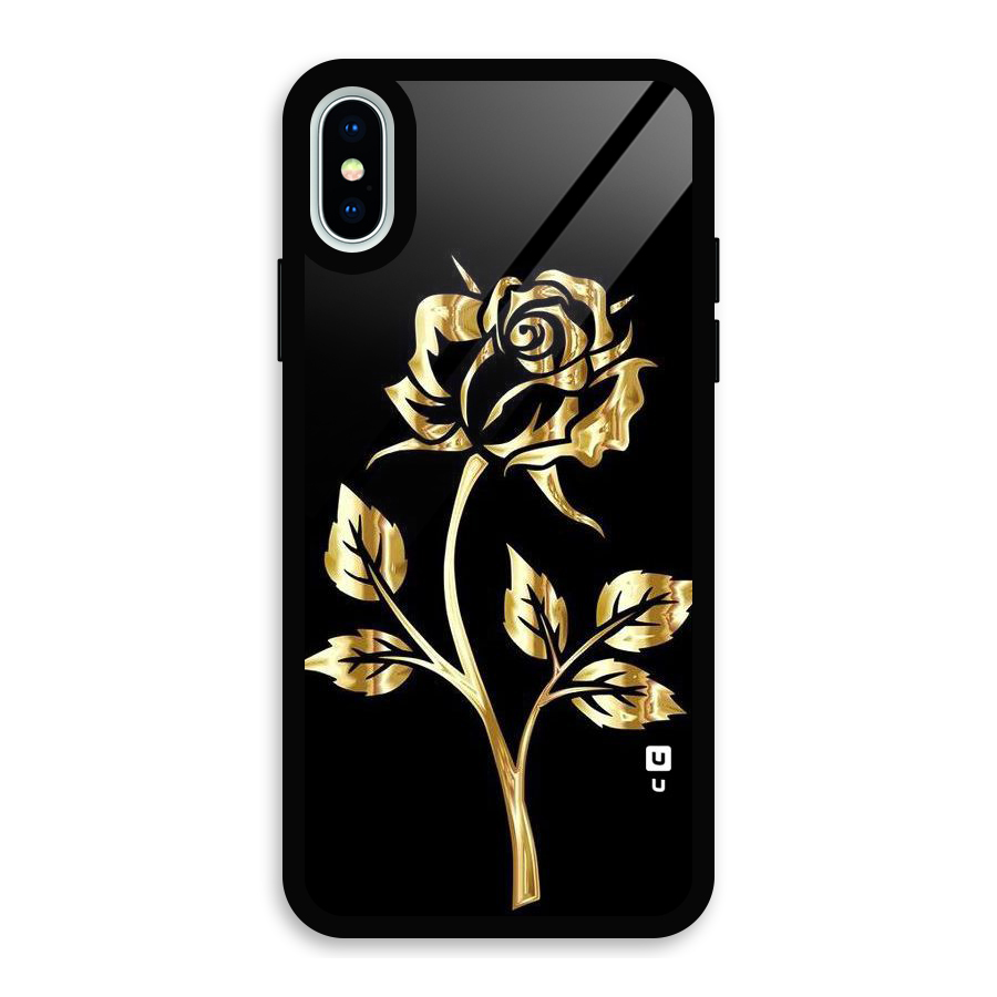 Gold Rose Glass Back Case for iPhone XS