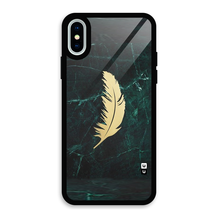 Golden Feather Glass Back Case for iPhone XS