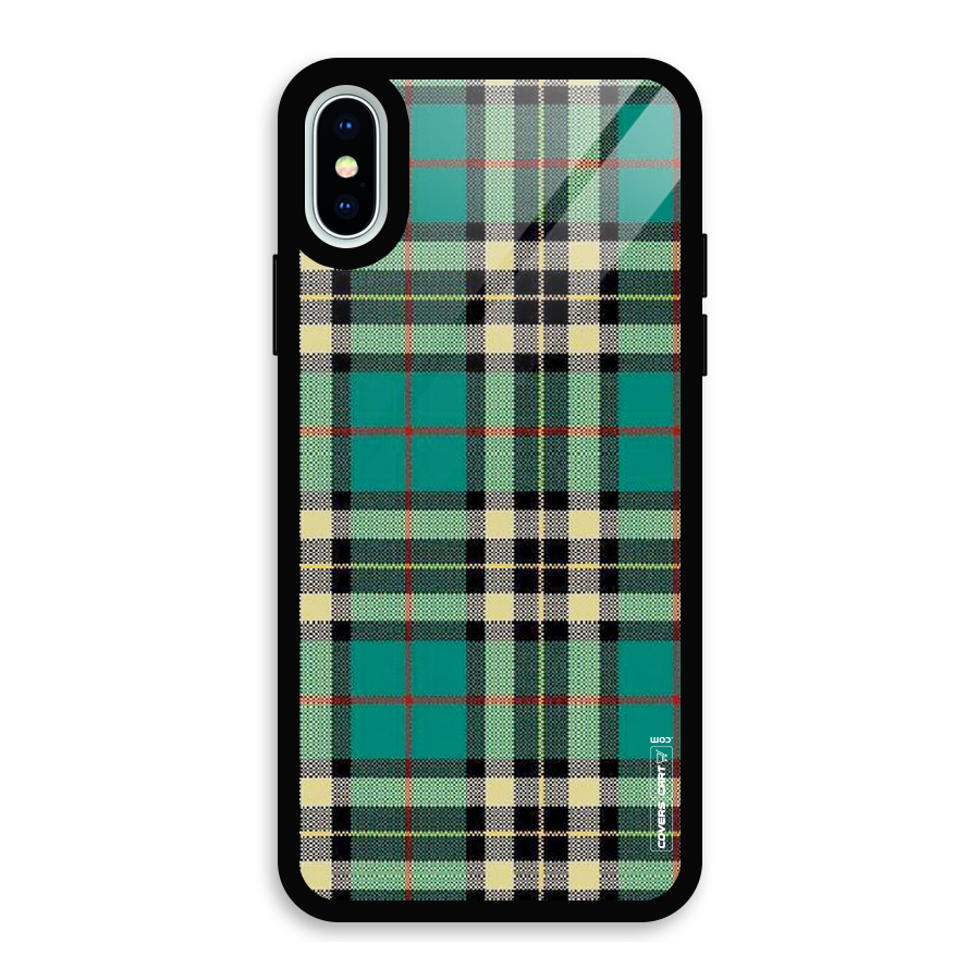 Green Check Glass Back Case for iPhone XS