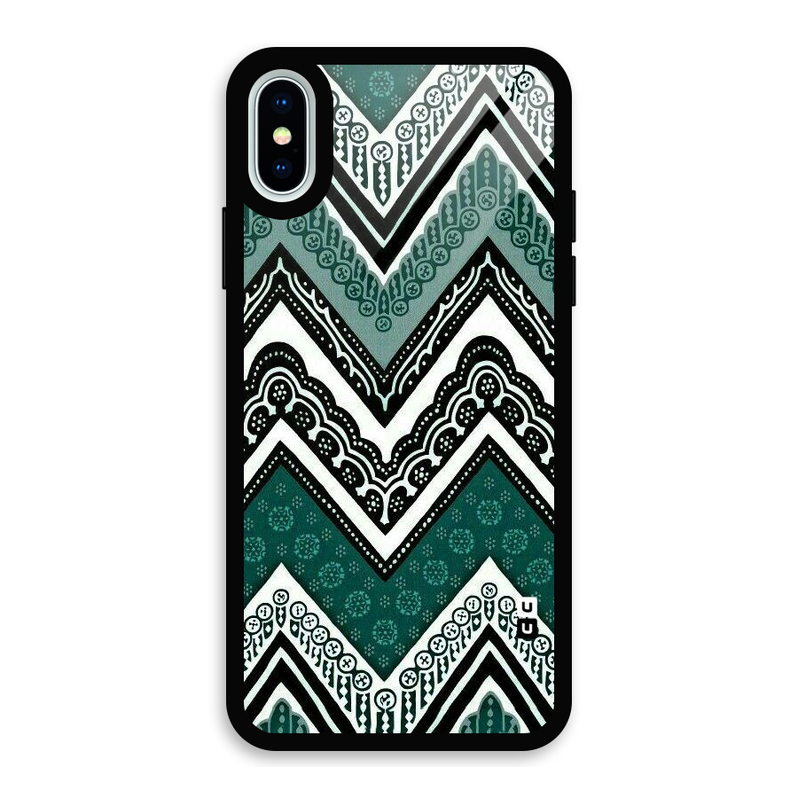 Green Chevron Glass Back Case for iPhone XS