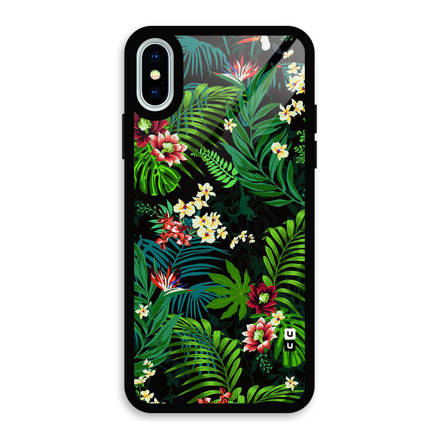 Green Leaf Design Glass Back Case for iPhone XS
