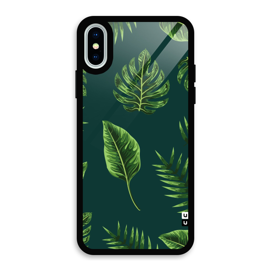 Green Leafs Glass Back Case for iPhone XS