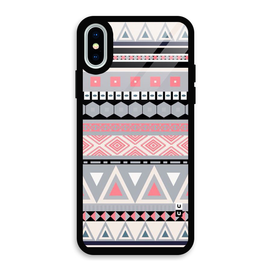 Grey Pink Pattern Glass Back Case for iPhone XS