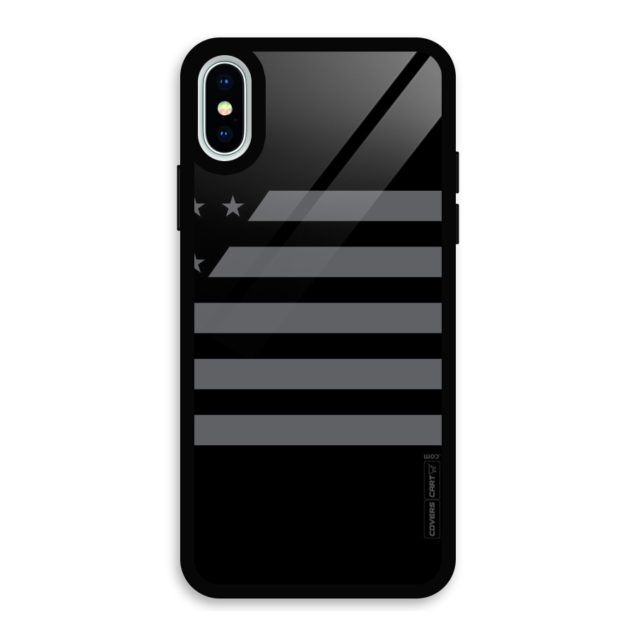 Grey Star Striped Pattern Glass Back Case for iPhone XS