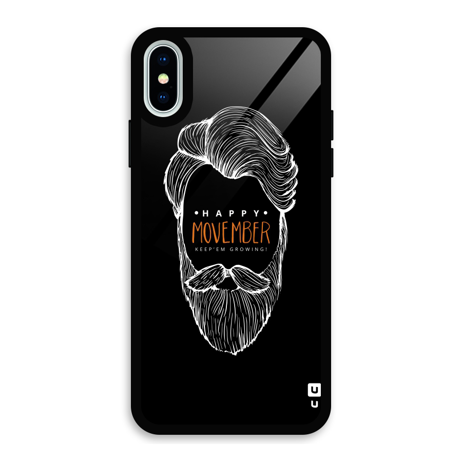 Happy Movember Black Glass Back Case for iPhone XS