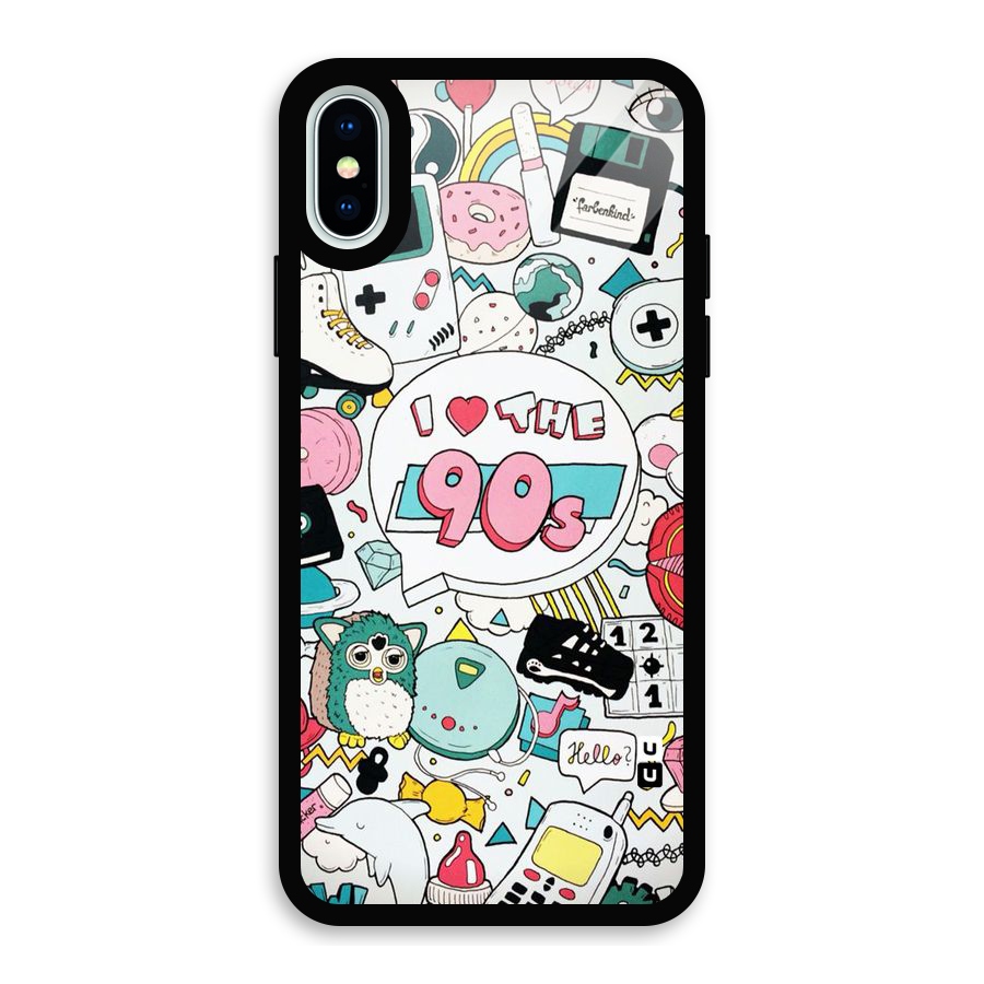 Heart 90s Glass Back Case for iPhone XS