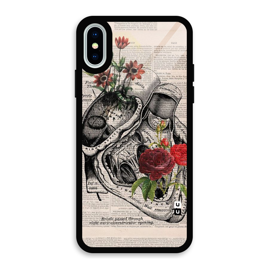 Heart Newspaper Glass Back Case for iPhone XS