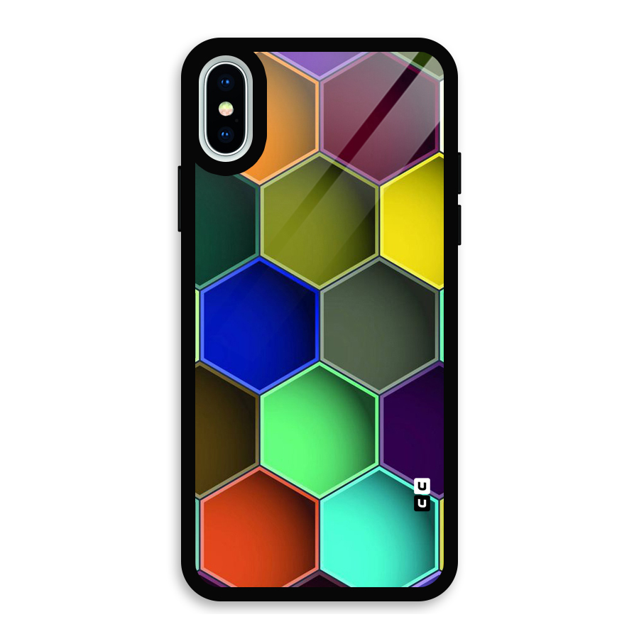 Hexagonal Palette Glass Back Case for iPhone XS
