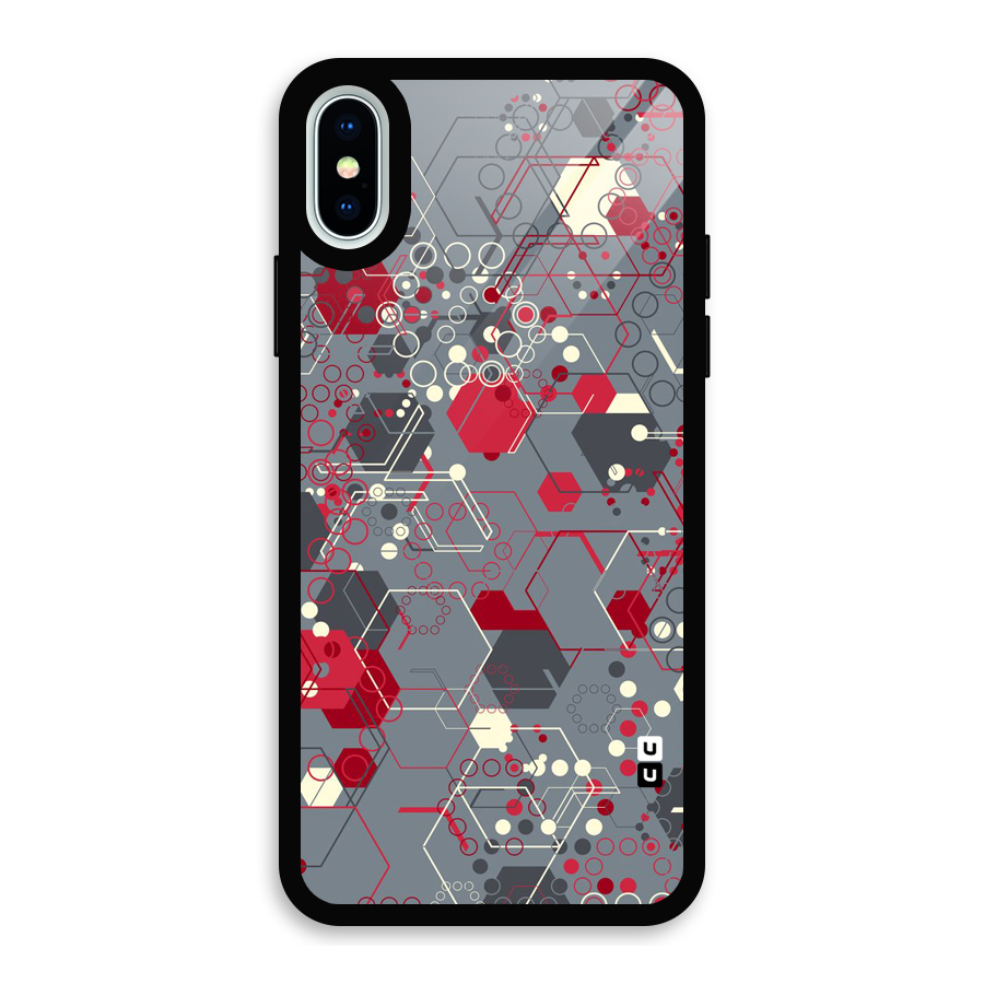 Hexagons Pattern Glass Back Case for iPhone XS