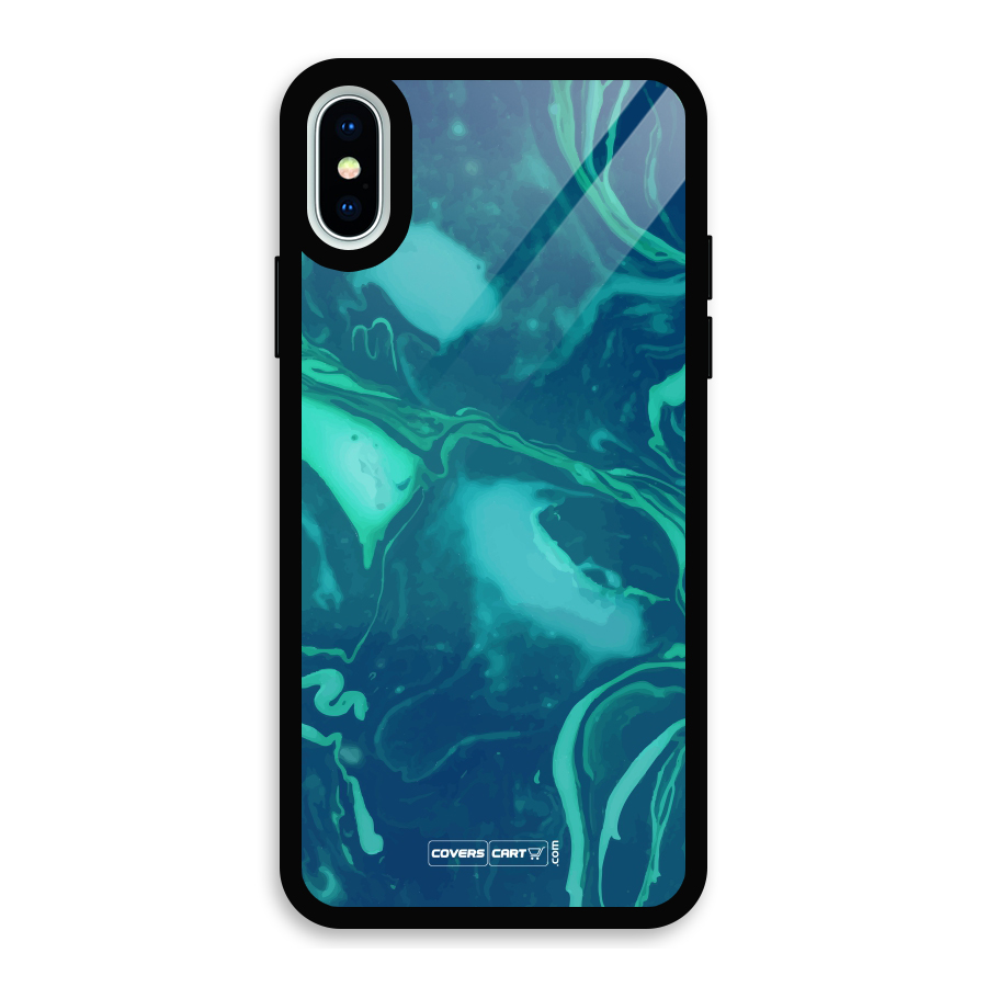 Jazzy Green Marble Texture Glass Back Case for iPhone XS
