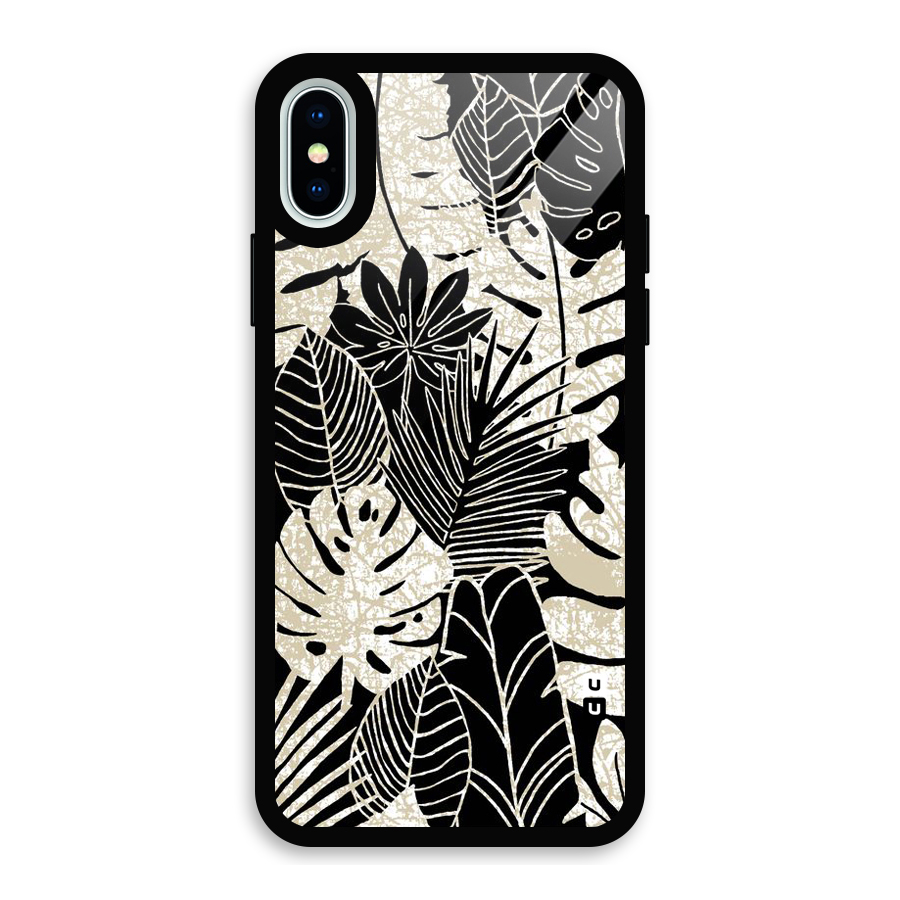 Leaf Pattern Glass Back Case for iPhone XS