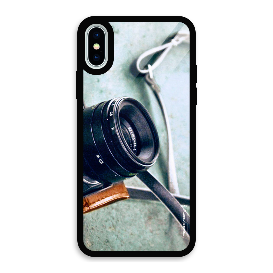 Leather Camera Lens Glass Back Case for iPhone XS