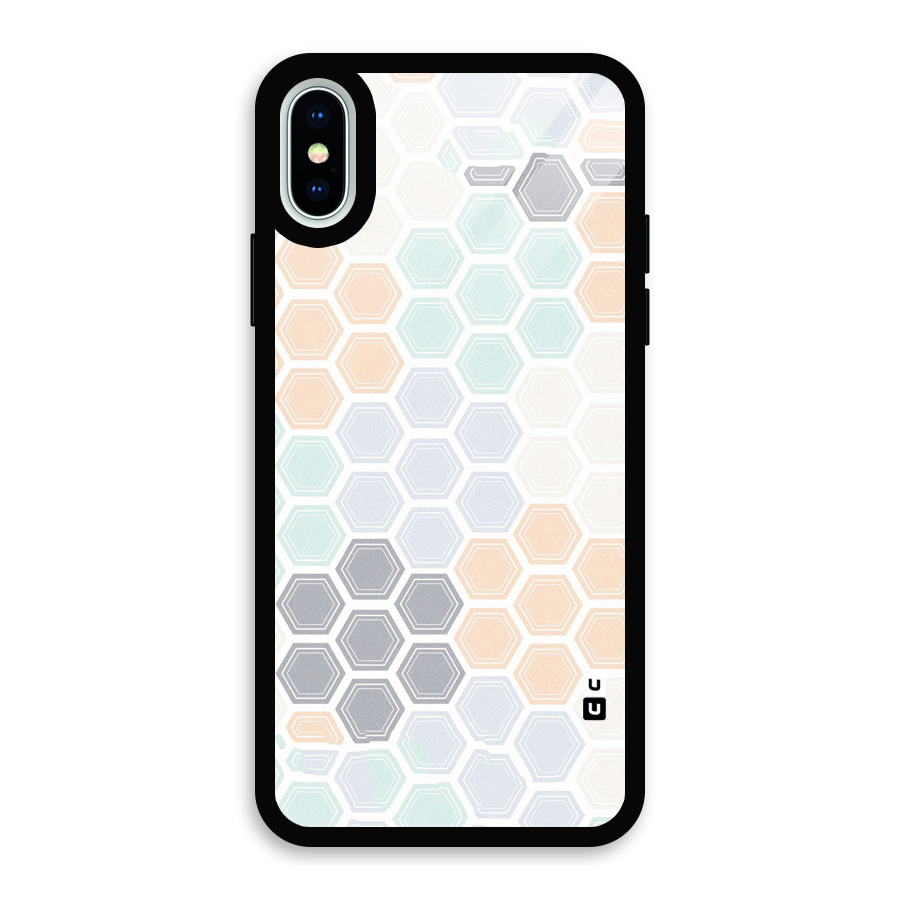 Light Hexagons Glass Back Case for iPhone XS