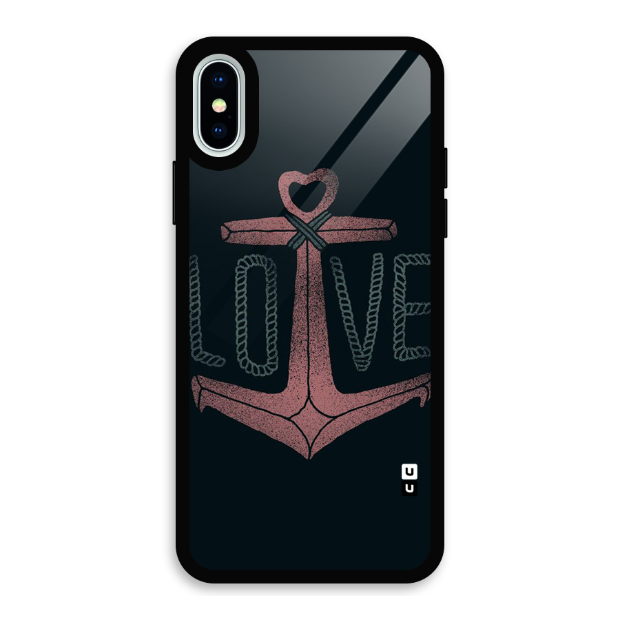Love Anchor Form Glass Back Case for iPhone XS
