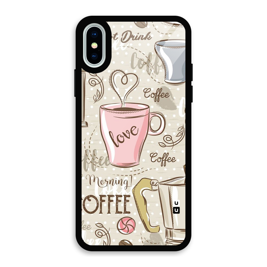 Love Coffee Design Glass Back Case for iPhone XS