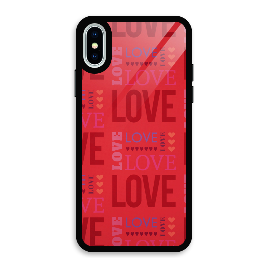 Love Pattern Glass Back Case for iPhone XS