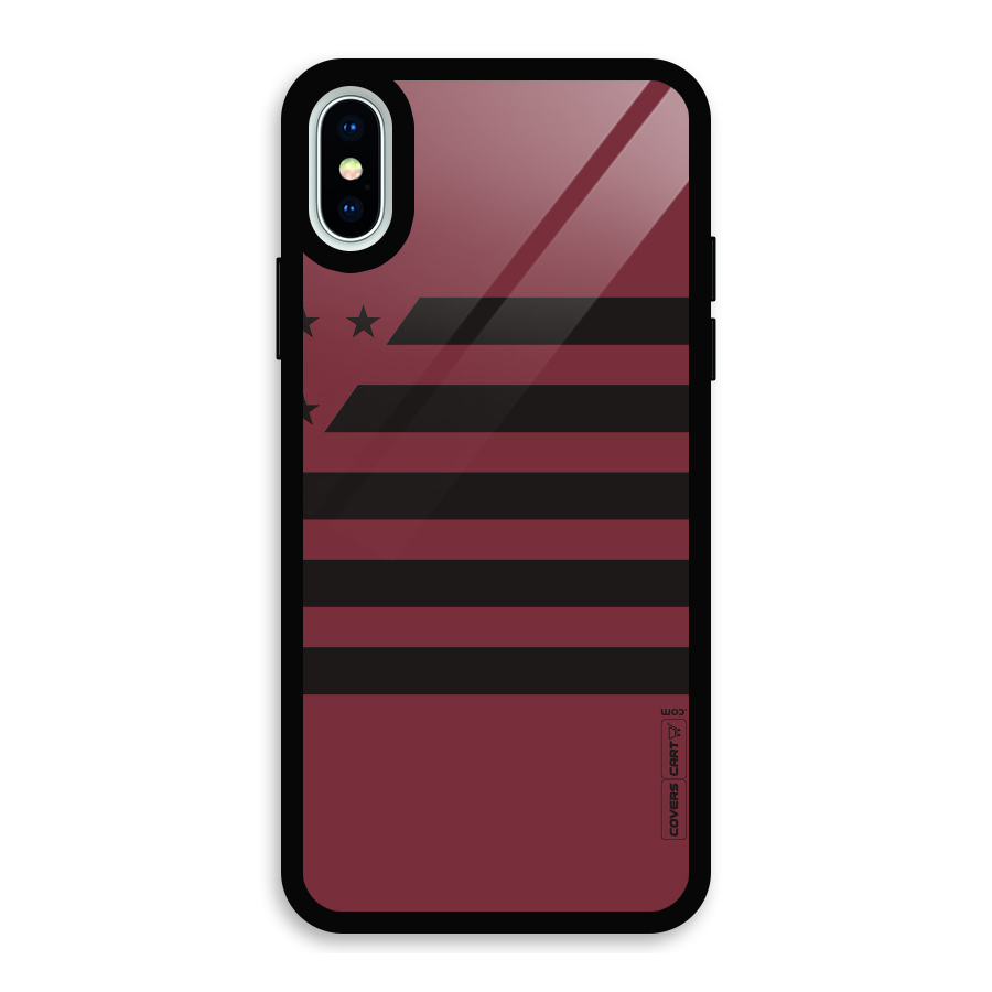 Maroon Star Striped Glass Back Case for iPhone XS