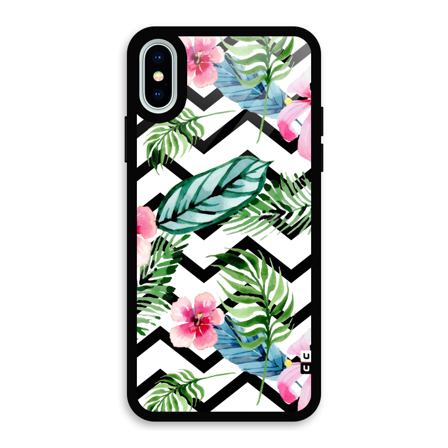 Modern Flowers Glass Back Case for iPhone XS