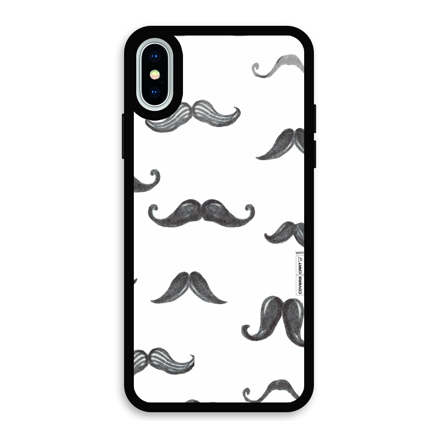 Moustache Pattern (Black) Glass Back Case for iPhone XS