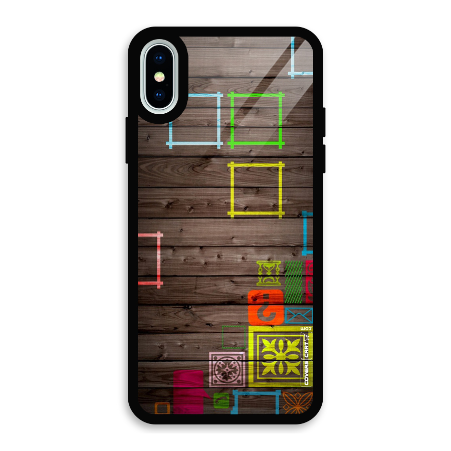 Multicolor Frame Design Glass Back Case for iPhone XS