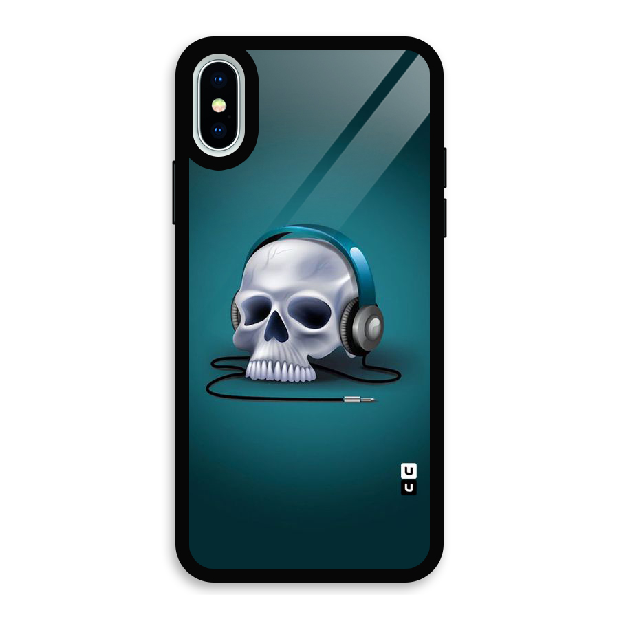 Music Skull Glass Back Case for iPhone XS