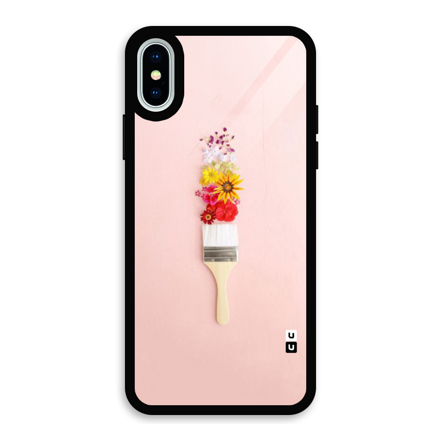 Painted Flowers Glass Back Case for iPhone XS