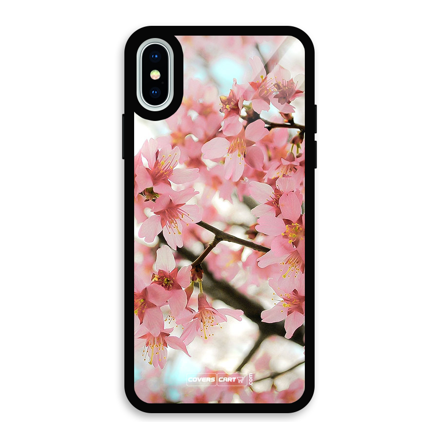 Peach Floral Glass Back Case for iPhone XS