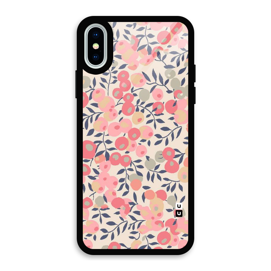 Pink Leaf Pattern Glass Back Case for iPhone XS