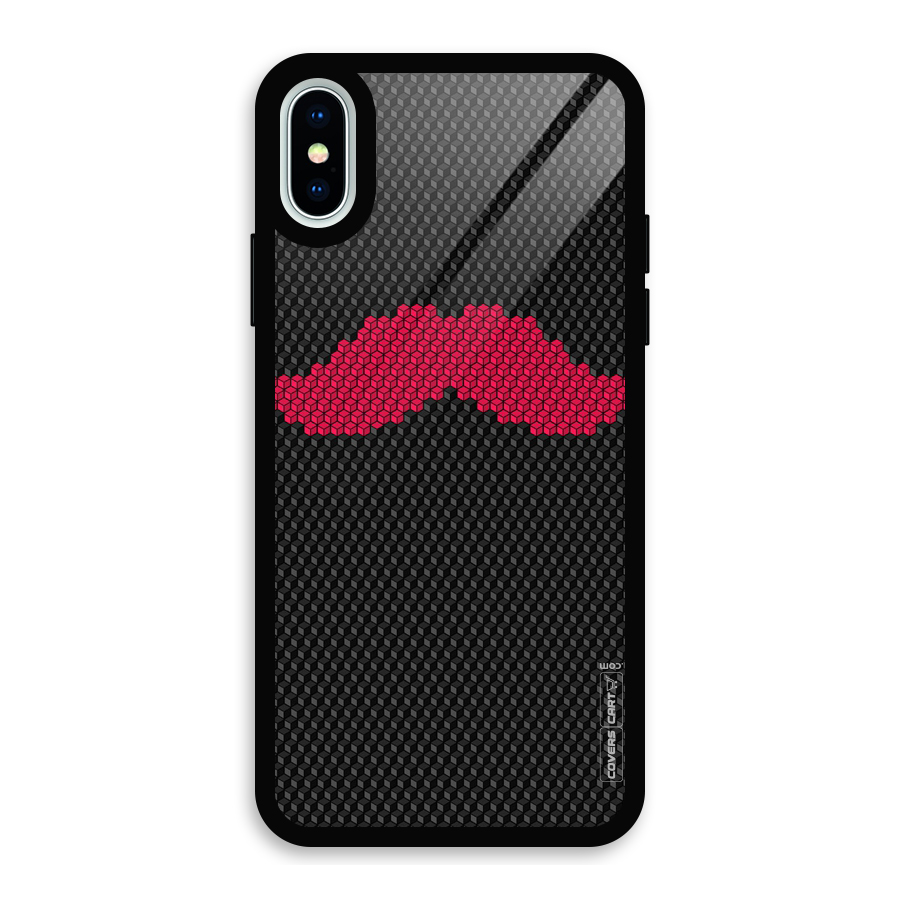 Pink Moustache Glass Back Case for iPhone XS