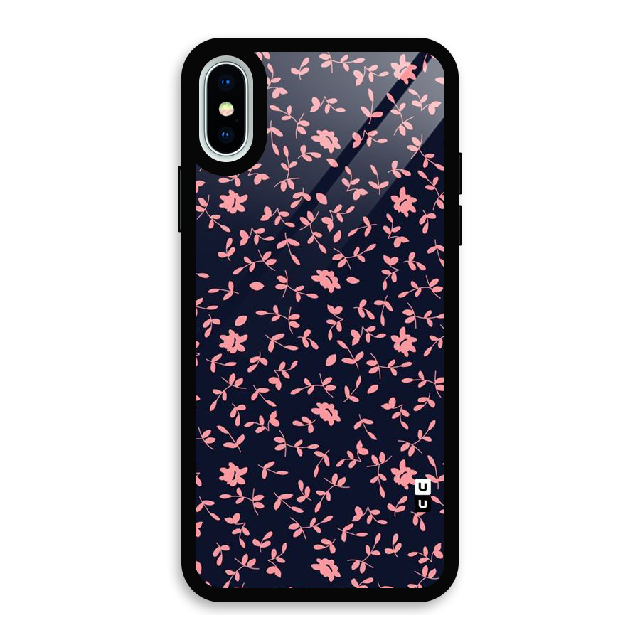 Pink Plant Design Glass Back Case for iPhone XS