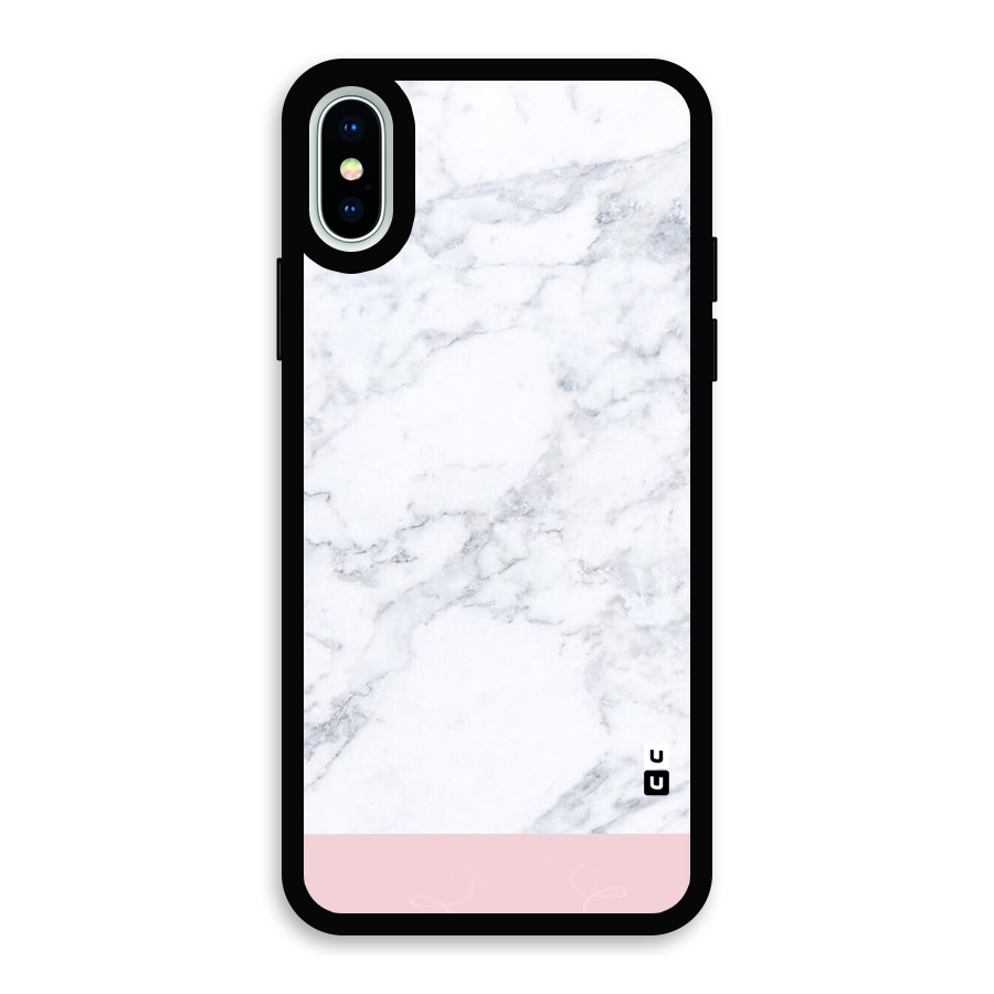Pink White Merge Marble Glass Back Case for iPhone XS