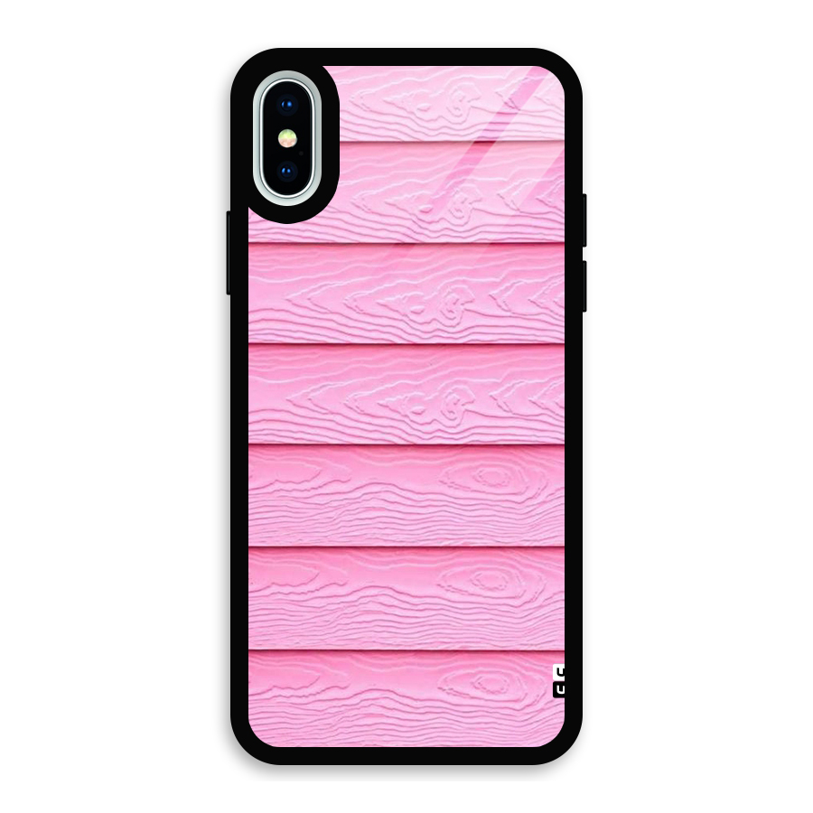 Pink Wood Glass Back Case for iPhone XS