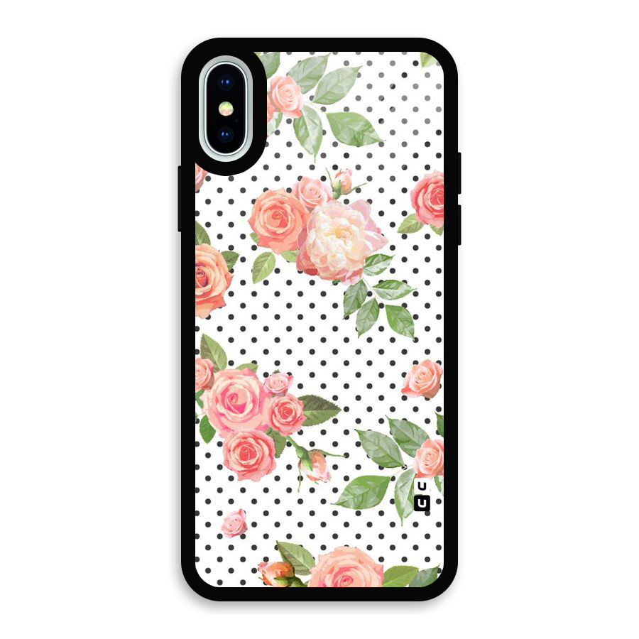 Polka Bloom White Glass Back Case for iPhone XS