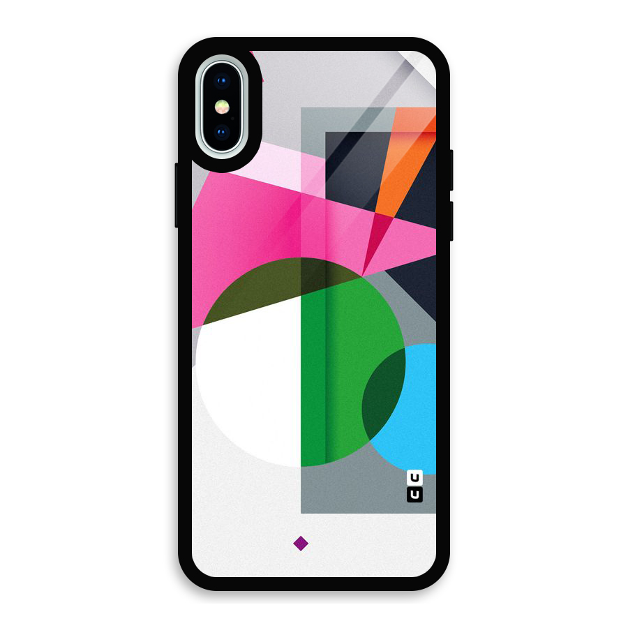Polygons Cute Pattern Glass Back Case for iPhone XS
