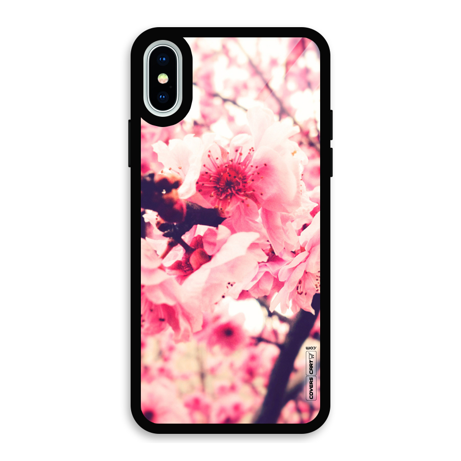 Pretty Pink Flowers Glass Back Case for iPhone XS
