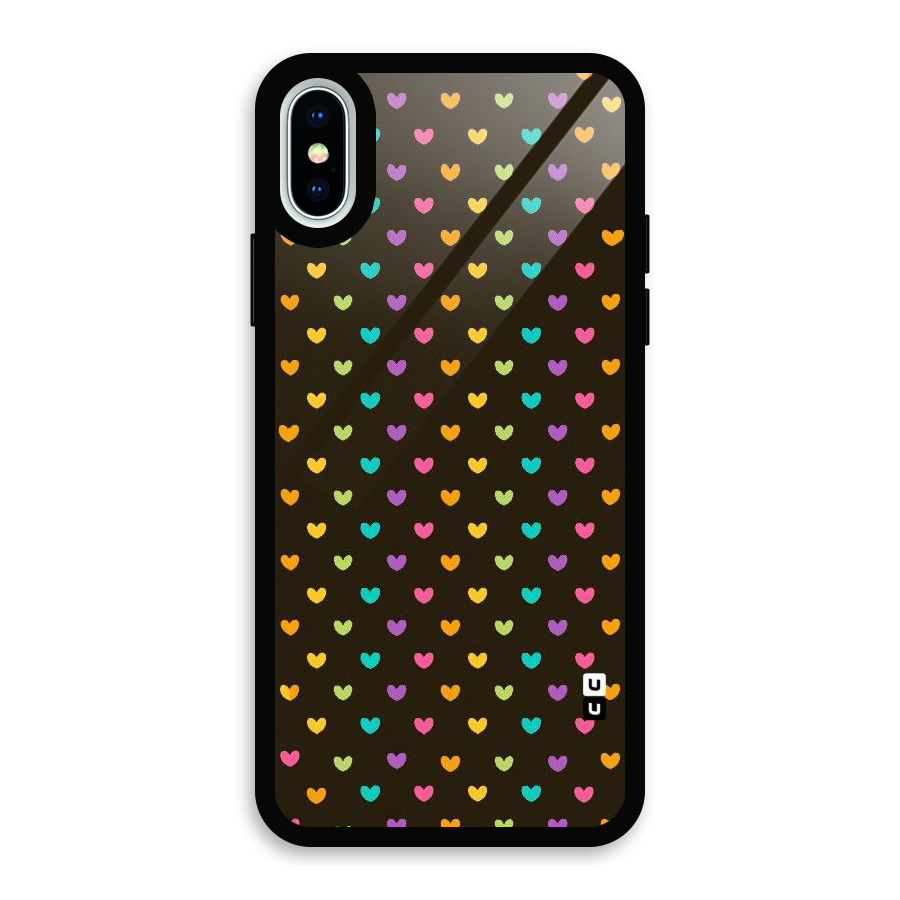 Rainbow Hearts Glass Back Case for iPhone XS