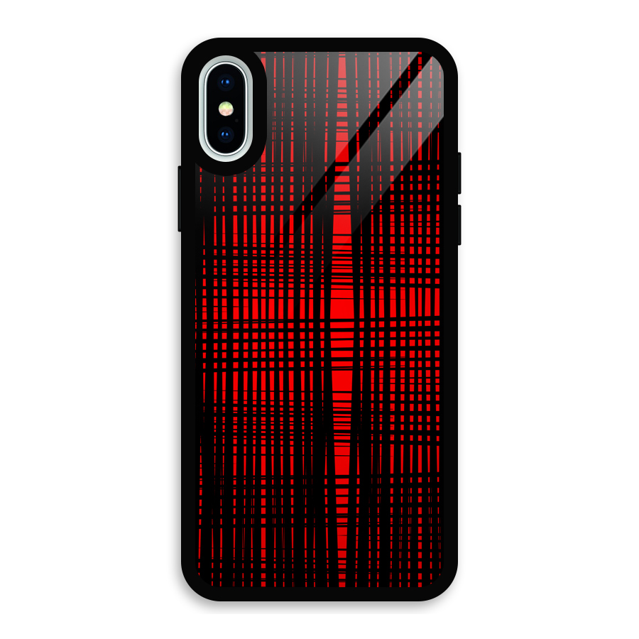 Red Net Design Glass Back Case for iPhone XS