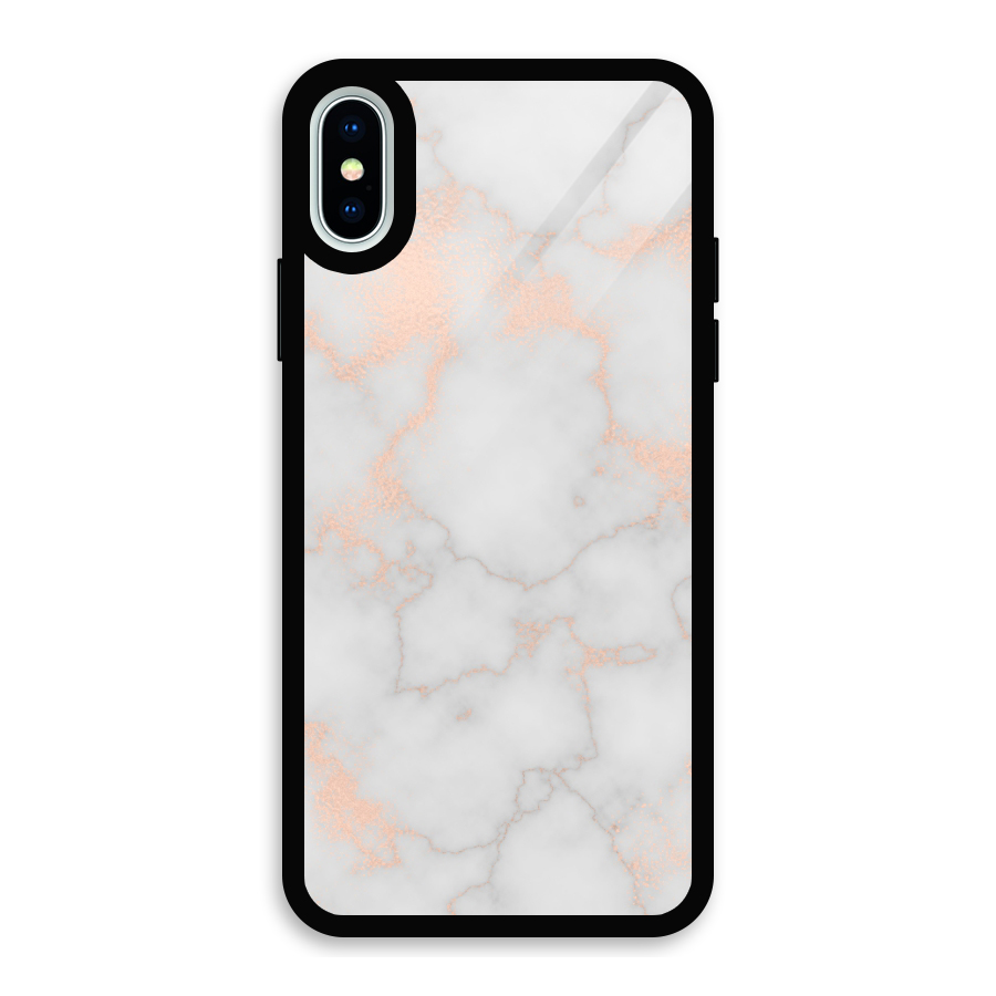 RoseGold Marble Glass Back Case for iPhone XS