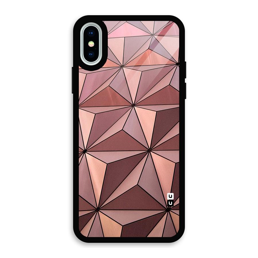 Rosegold Abstract Shapes Glass Back Case for iPhone XS