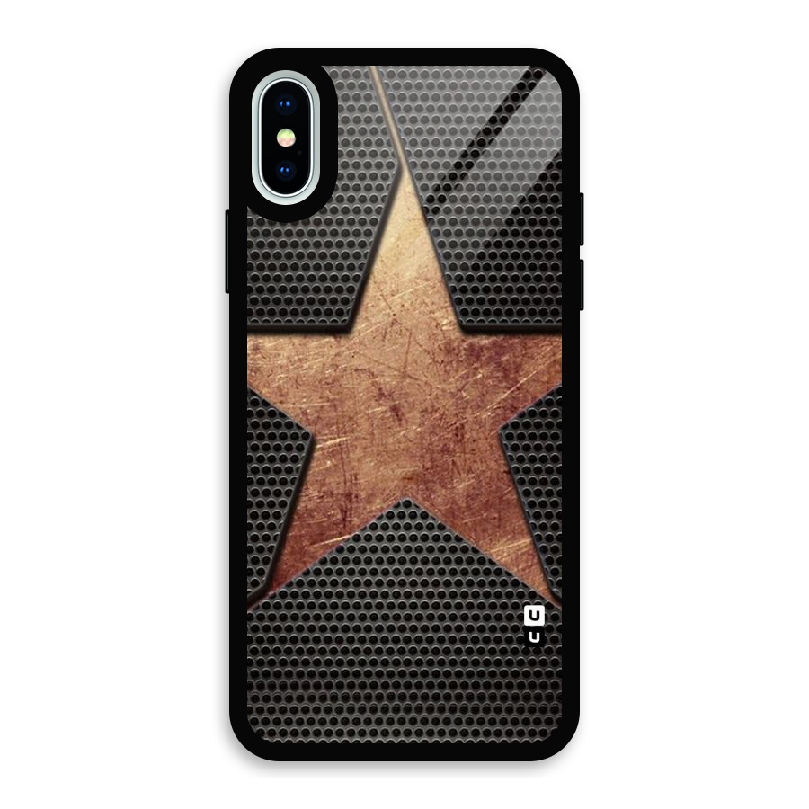 Rugged Gold Star Glass Back Case for iPhone XS