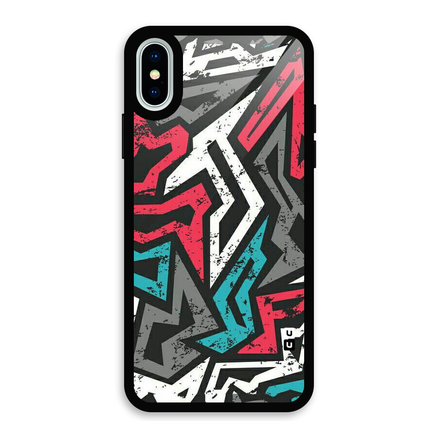 Rugged Strike Abstract Glass Back Case for iPhone XS