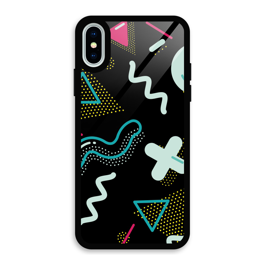 Shapes Pattern Glass Back Case for iPhone XS