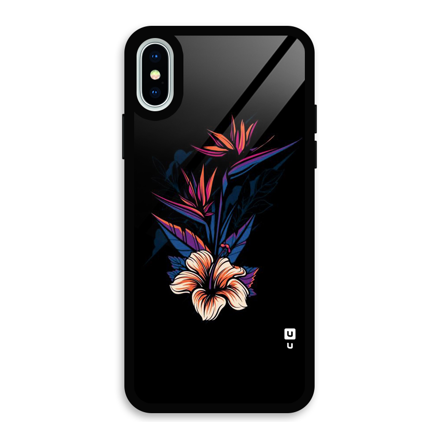 Single Painted Flower Glass Back Case for iPhone XS