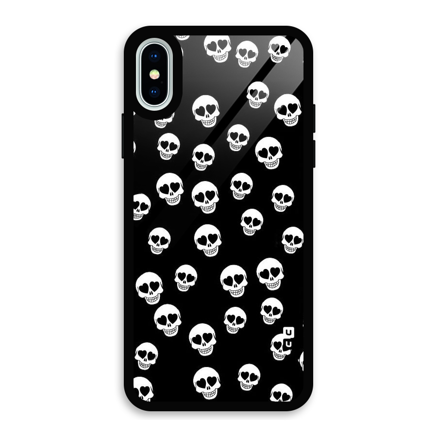 Skull Heart Glass Back Case for iPhone XS
