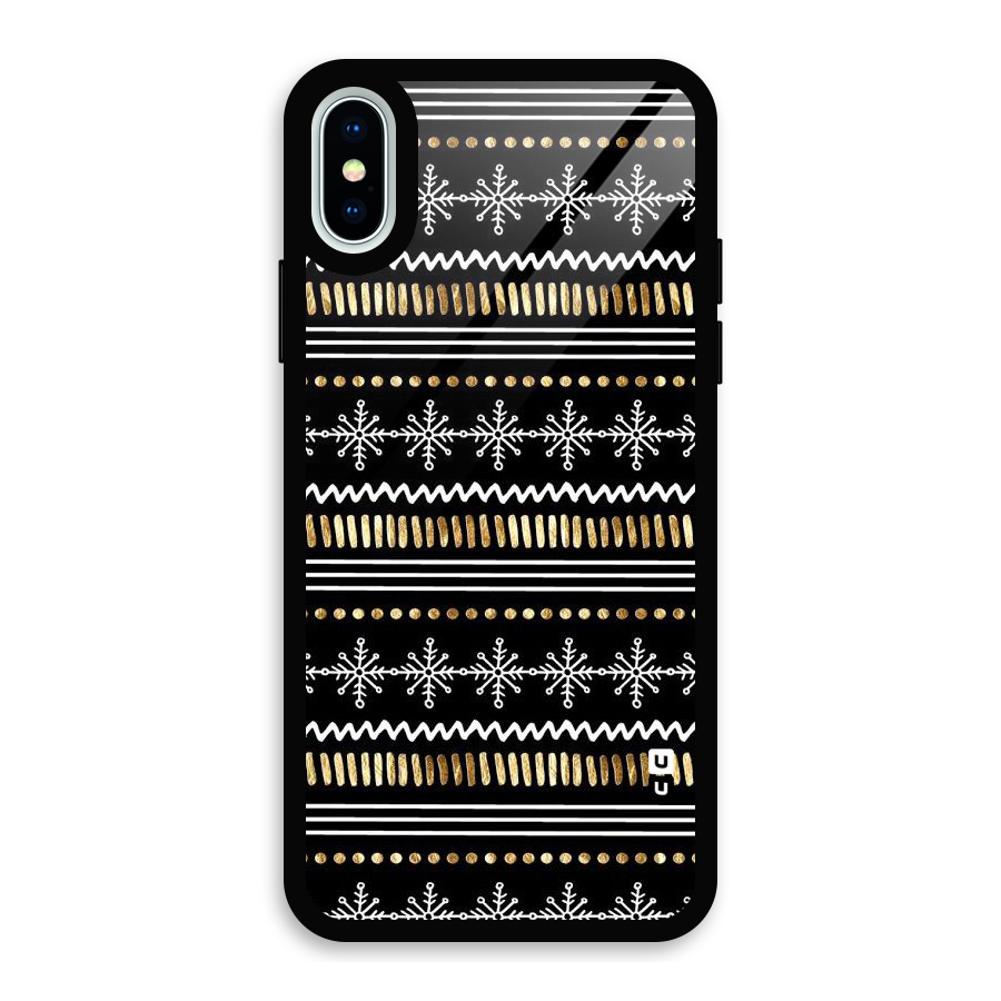 Snowflakes Gold Glass Back Case for iPhone XS