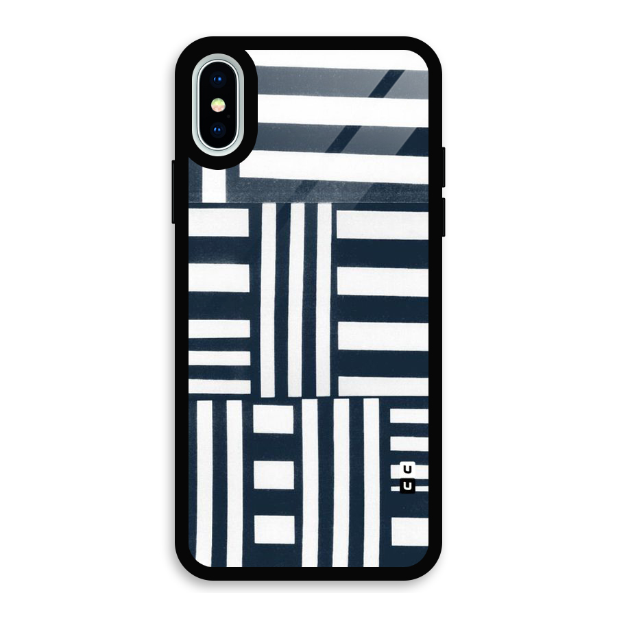 Square  Stripes Glass Back Case for iPhone XS