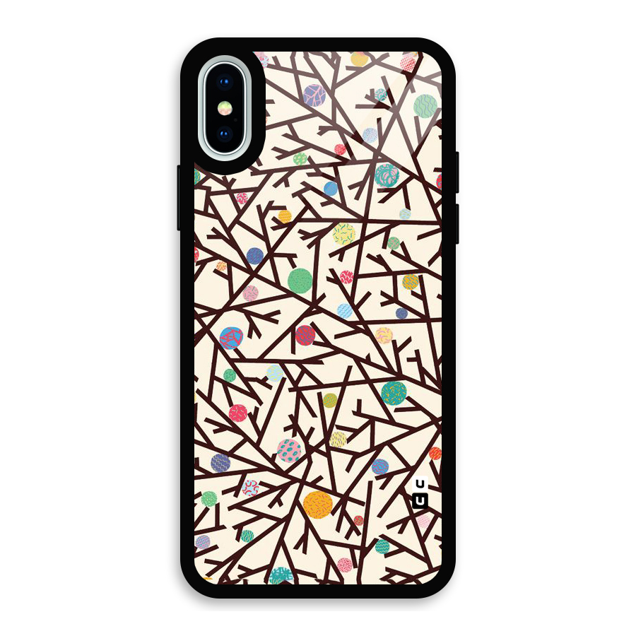 Stem Pattern Glass Back Case for iPhone XS