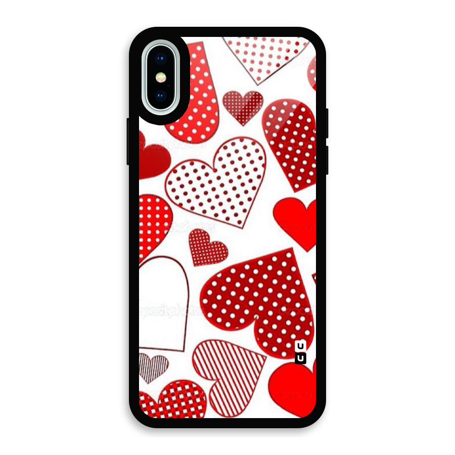 Style Hearts Glass Back Case for iPhone XS