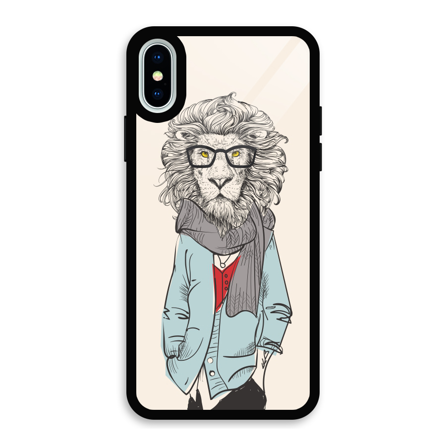 Stylish Lion Glass Back Case for iPhone XS